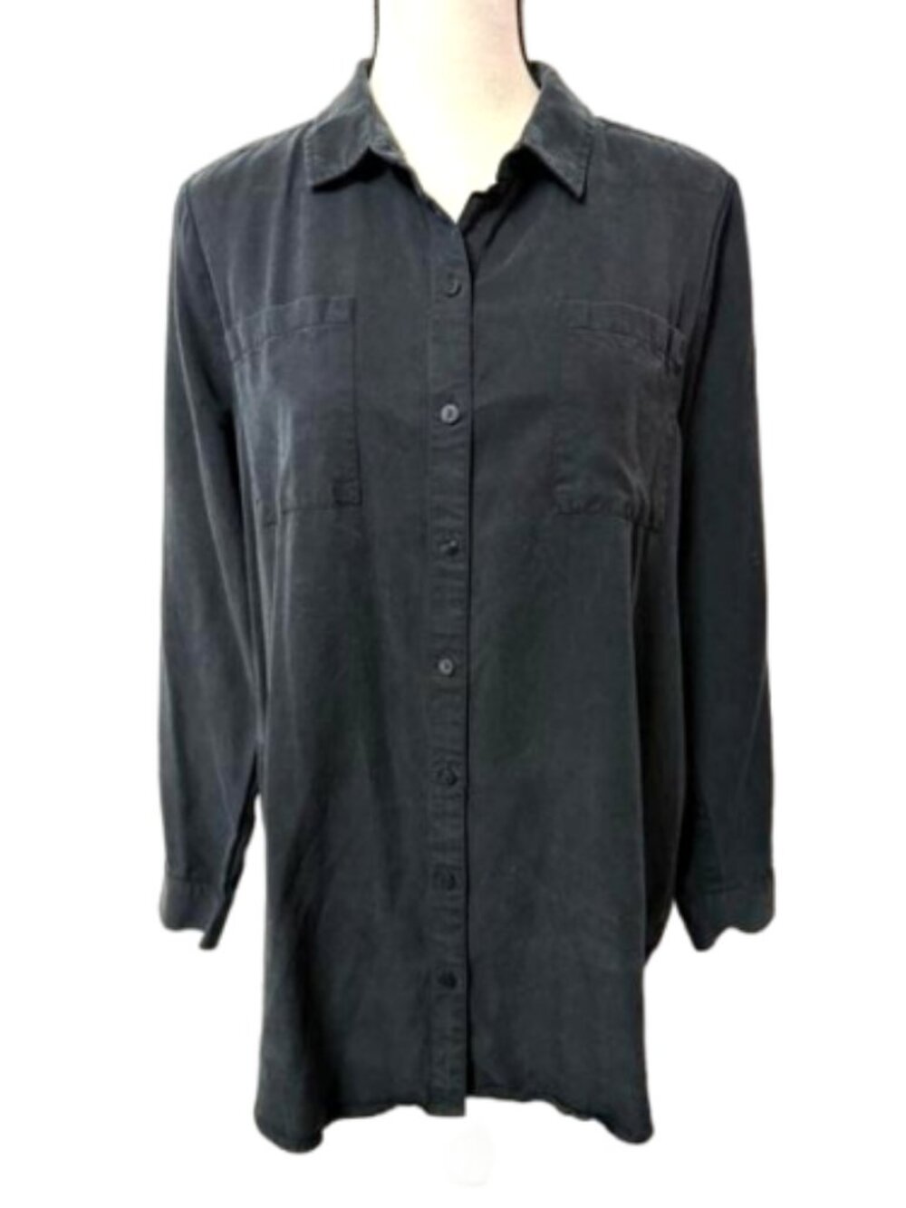 Lucky Brand Black Lyocell Button Down  Long Sleeve Top Size L #2058